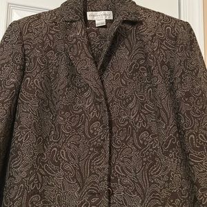 Brown paisley print skirt suit